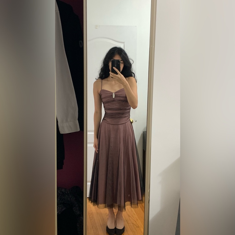 Vintage Elegant Mauve Spaghetti Strap Dress
